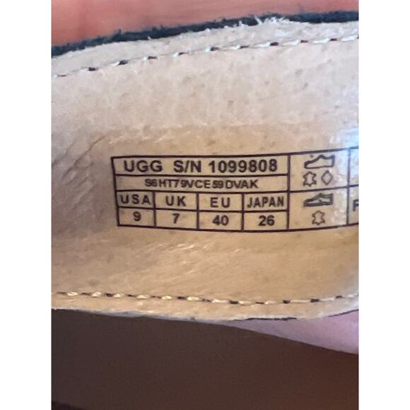 UGG Women's Braelynn
Platform Slingback Sandals. Black patent leather suede SZ 9 - Picture 8 of 10